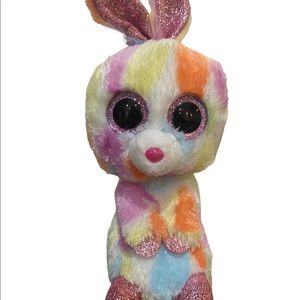 Ty Beanie Bloomy Plush Pastel Multicolor Easter Bunny Rabbit Glitter 6”